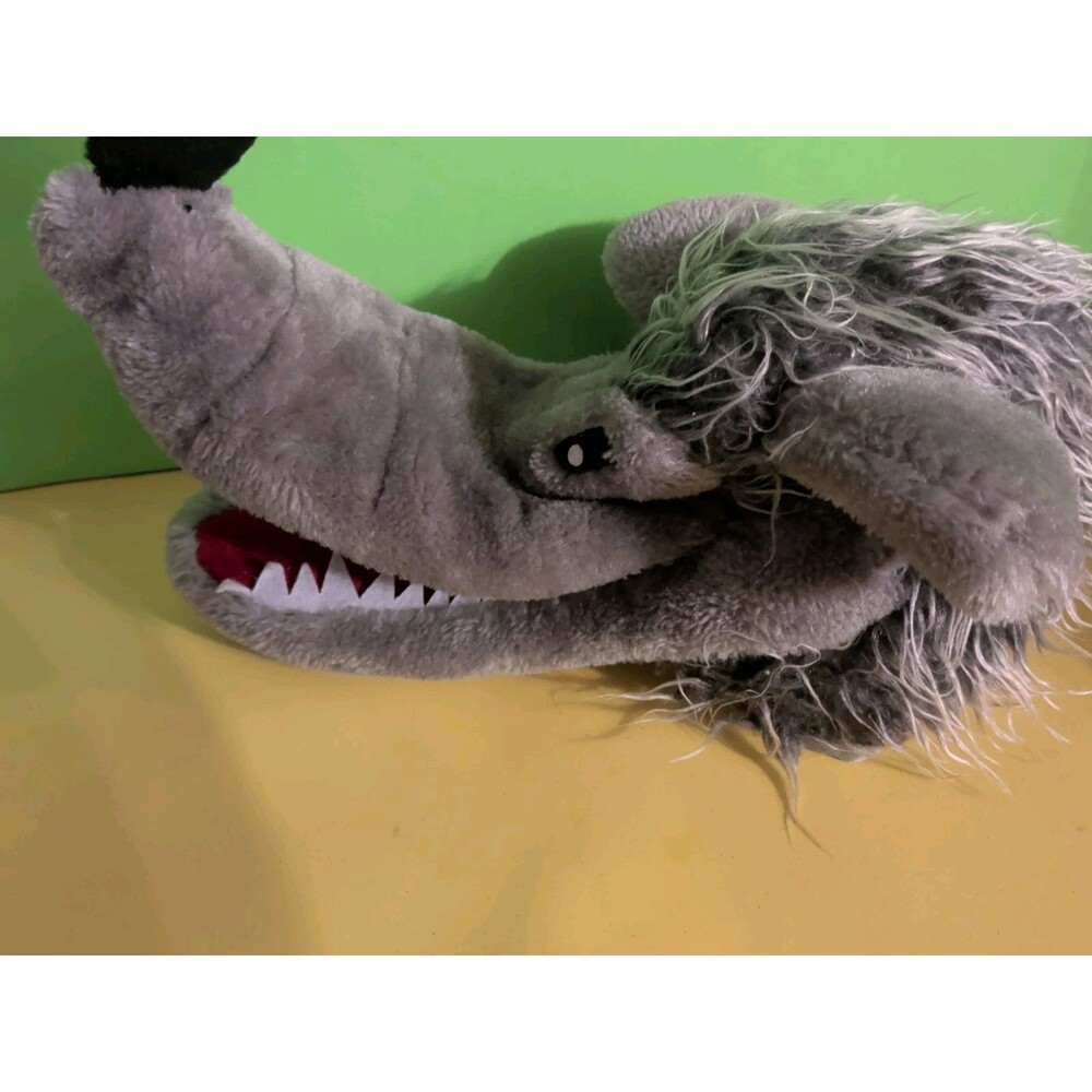 Gray Wolf Head Hand Puppet Plush Red Riding Hood Pretend 19" Long Nose Theatre